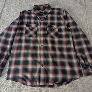 DIXXON Men's Red and Black Plaid Shirt